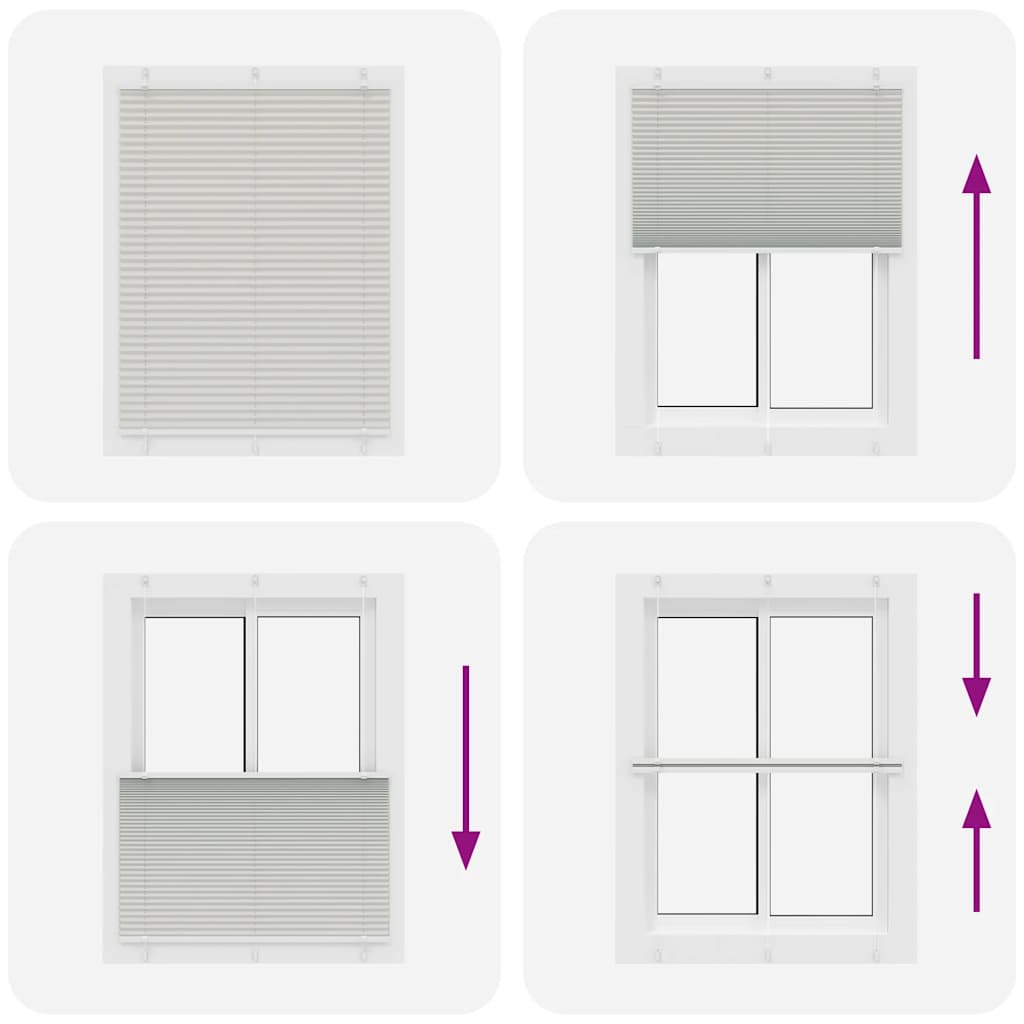 vidaXL Pleated Blind Light Grey 105x100 cm Fabric Width 104.4 cm Polyester