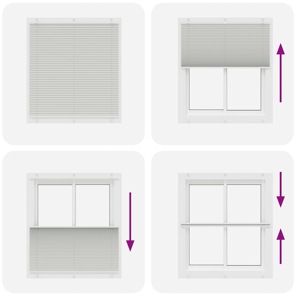 vidaXL Pleated Blind Light Grey 115x100 cm Fabric Width 114.4 cm Polyester
