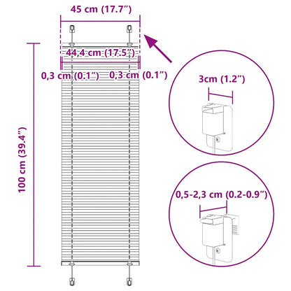 vidaXL Pleated Blind Petrol Green 45x100 cm Fabric Width 44.4 cm Polyester