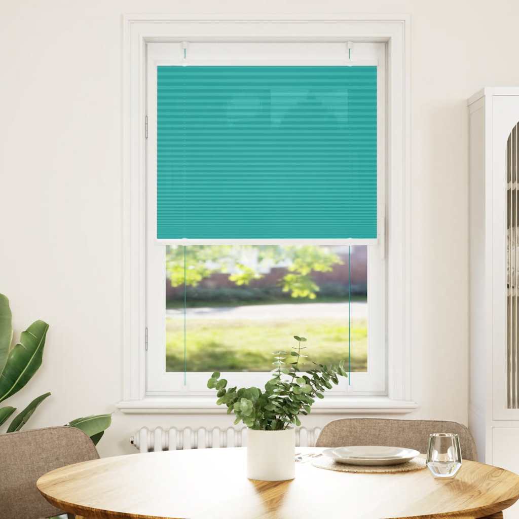 vidaXL Pleated Blind Petrol Green 70x100 cm Fabric Width 69.4 cm Polyester