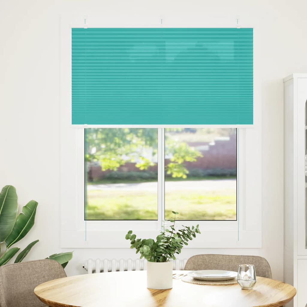vidaXL Pleated Blind Petrol Green 105x100 cm Fabric Width 104.4 cm Polyester