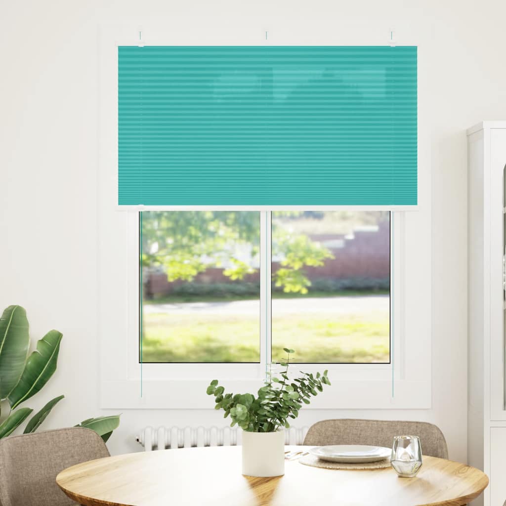 vidaXL Pleated Blind Petrol Green 110x100 cm Fabric Width 109.4 cm Polyester