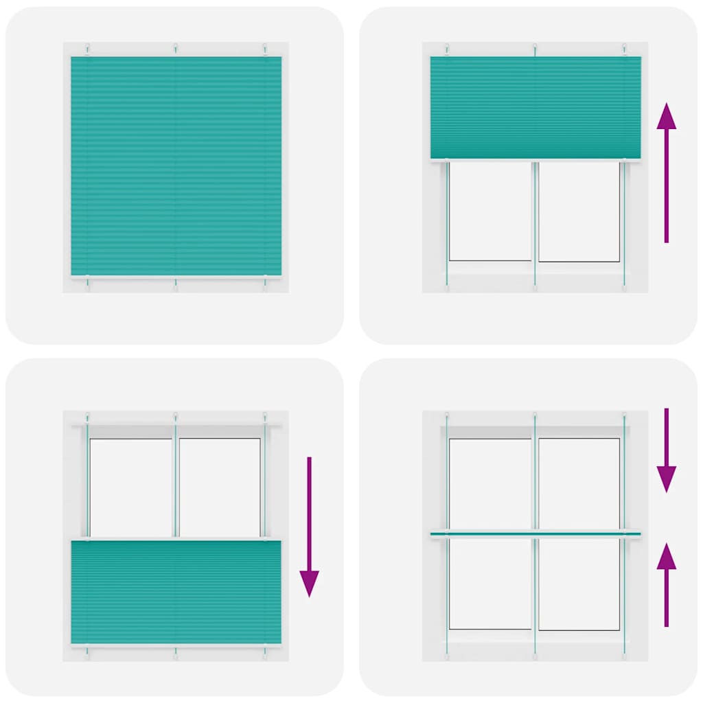 vidaXL Pleated Blind Petrol Green 115x100 cm Fabric Width 114.4 cm Polyester