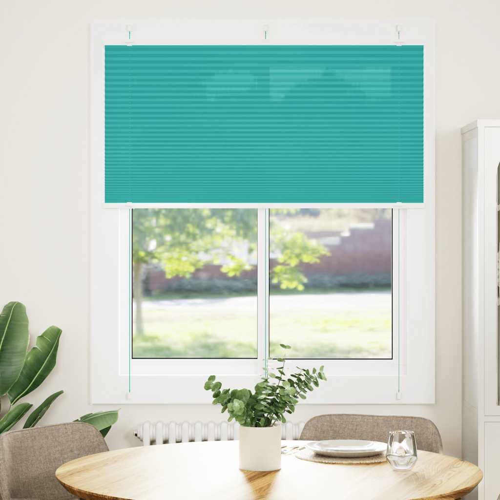 vidaXL Pleated Blind Petrol Green 120x100 cm Fabric Width 119.4 cm Polyester
