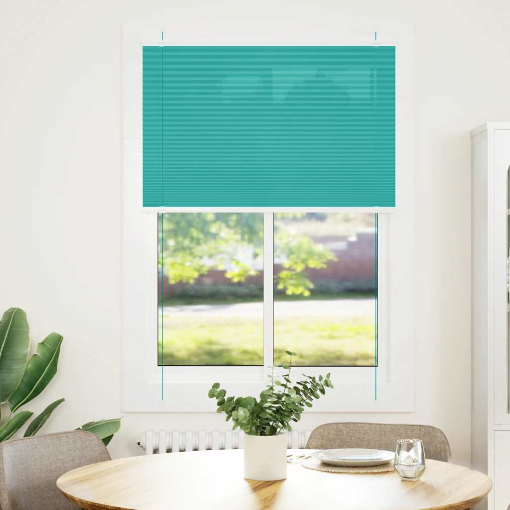 vidaXL Pleated Blind Petrol Green 90x150 cm Fabric Width 89.4 cm Polyester