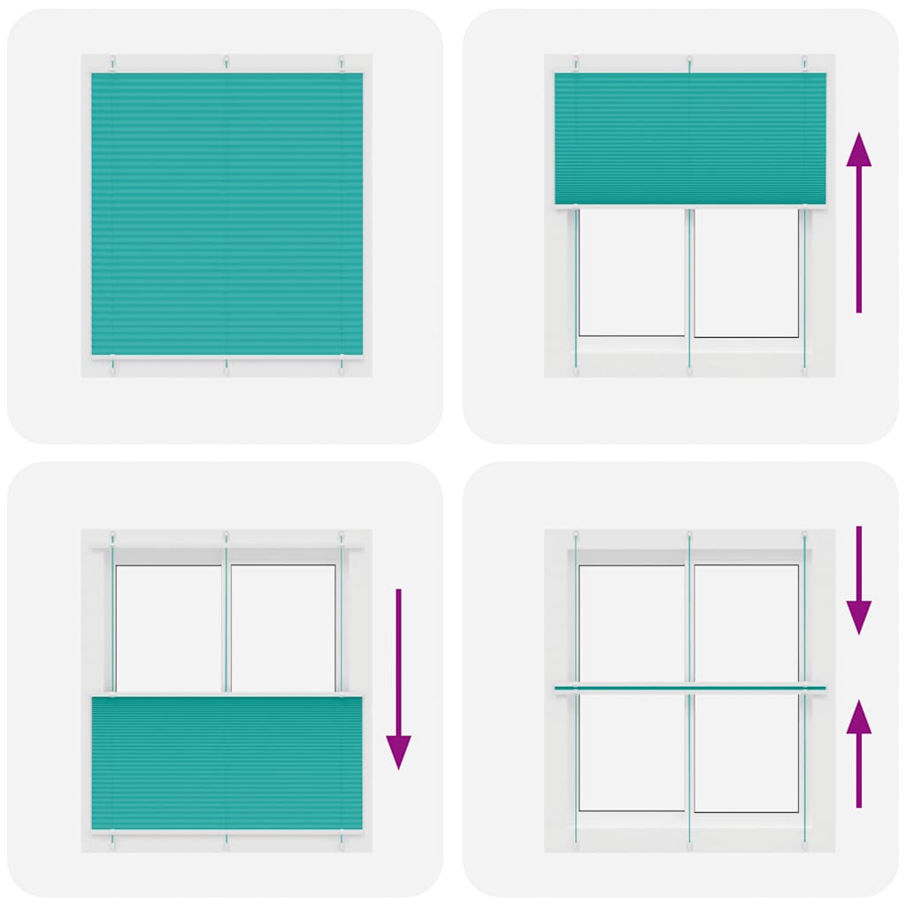 vidaXL Pleated Blind Petrol Green 115x150 cm Fabric Width 114.4 cm Polyester