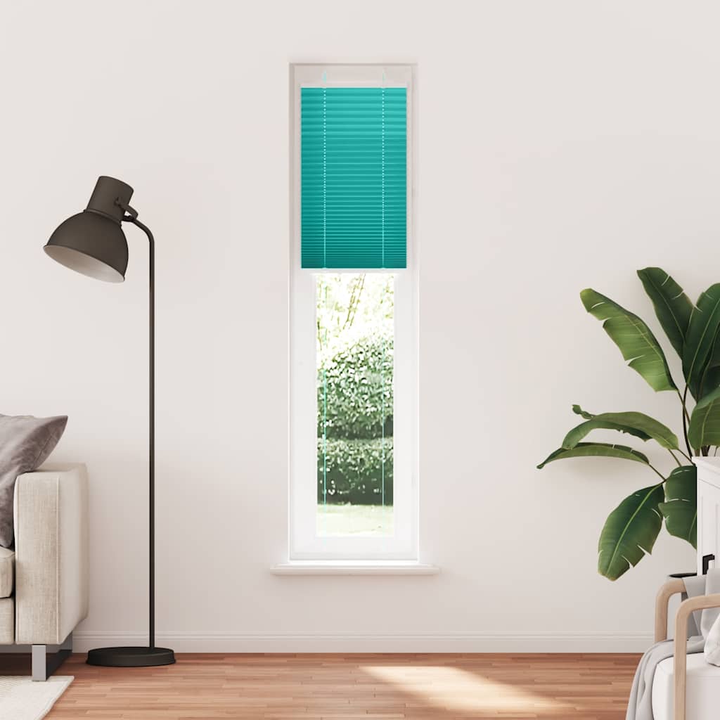 vidaXL Pleated Blind Petrol Green 45x200 cm Fabric Width 44.4 cm