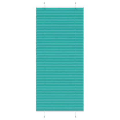 vidaXL Pleated Blind Petrol Green 85x200 cm Fabric Width 84.4 cm Polyester