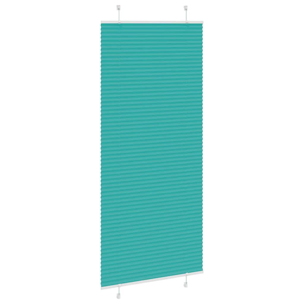 vidaXL Pleated Blind Petrol Green 85x200 cm Fabric Width 84.4 cm Polyester