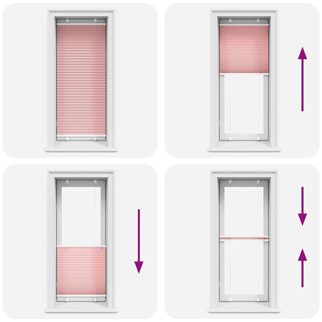 vidaXL Pleated Blind Pink 65x100 cm Fabric Width 64,4 cm Polyester