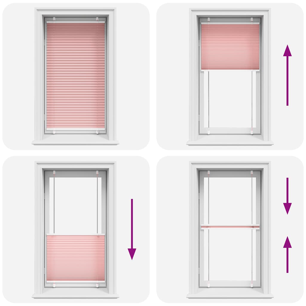 vidaXL Pleated Blind Pink 70x100 cm Fabric Width 69,4 cm Polyester