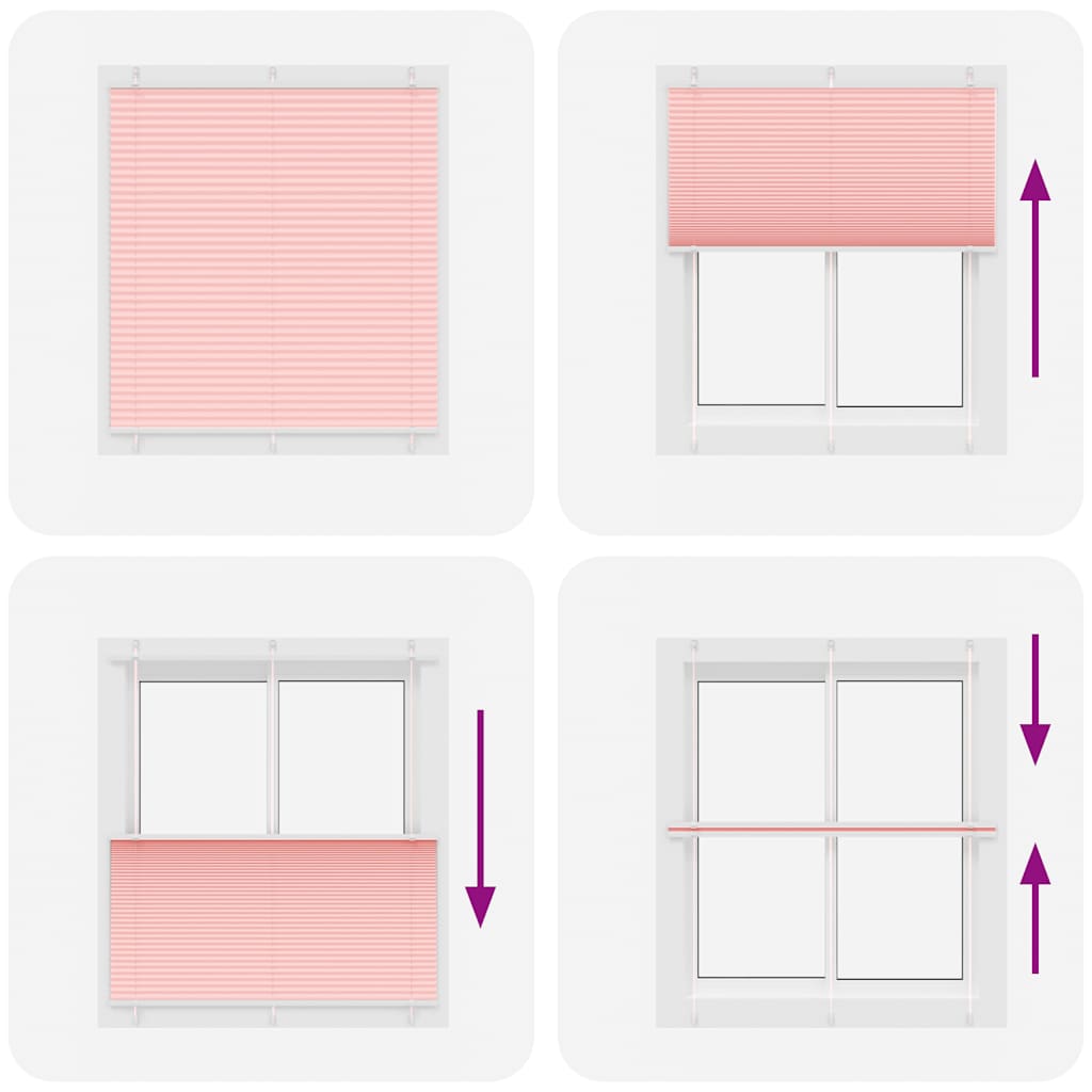 vidaXL Pleated Blind Pink 120x150 cm Fabric Width 119.4 cm Polyester