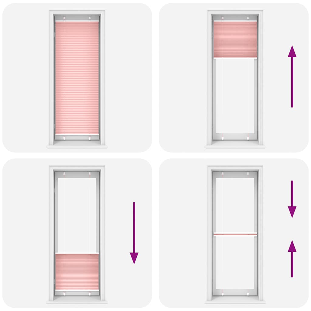 vidaXL Pleated Blind Pink 70x200 cm Fabric Width 69.4 cm Polyester