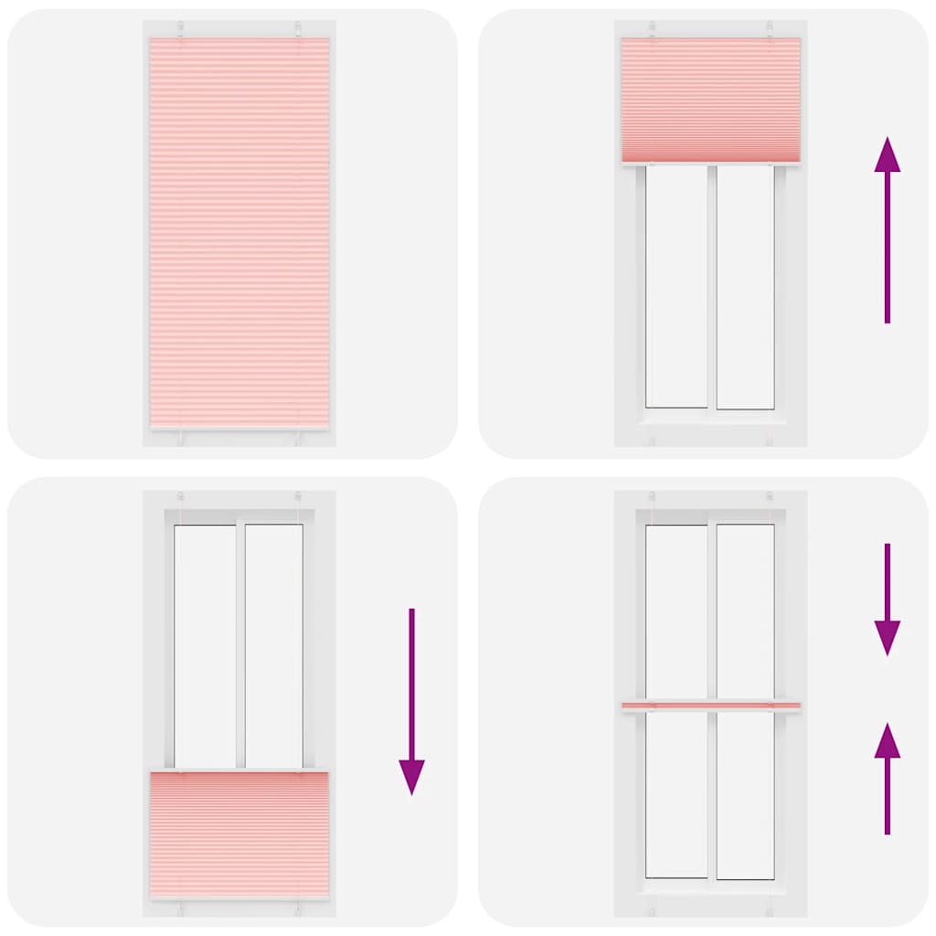 vidaXL Pleated Blind Pink 85x200 cm Fabric Width 84,4 cm Polyester