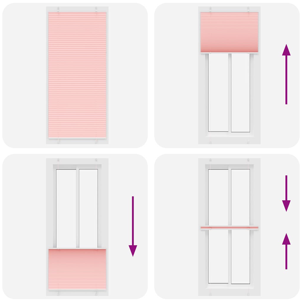vidaXL Pleated Blind Pink 100x200 cm Fabric Width 99,4 cm Polyester