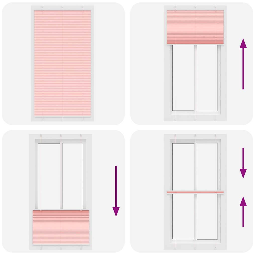 vidaXL Pleated Blind Pink 110x200 cm Fabric Width 109,4 cm Polyester