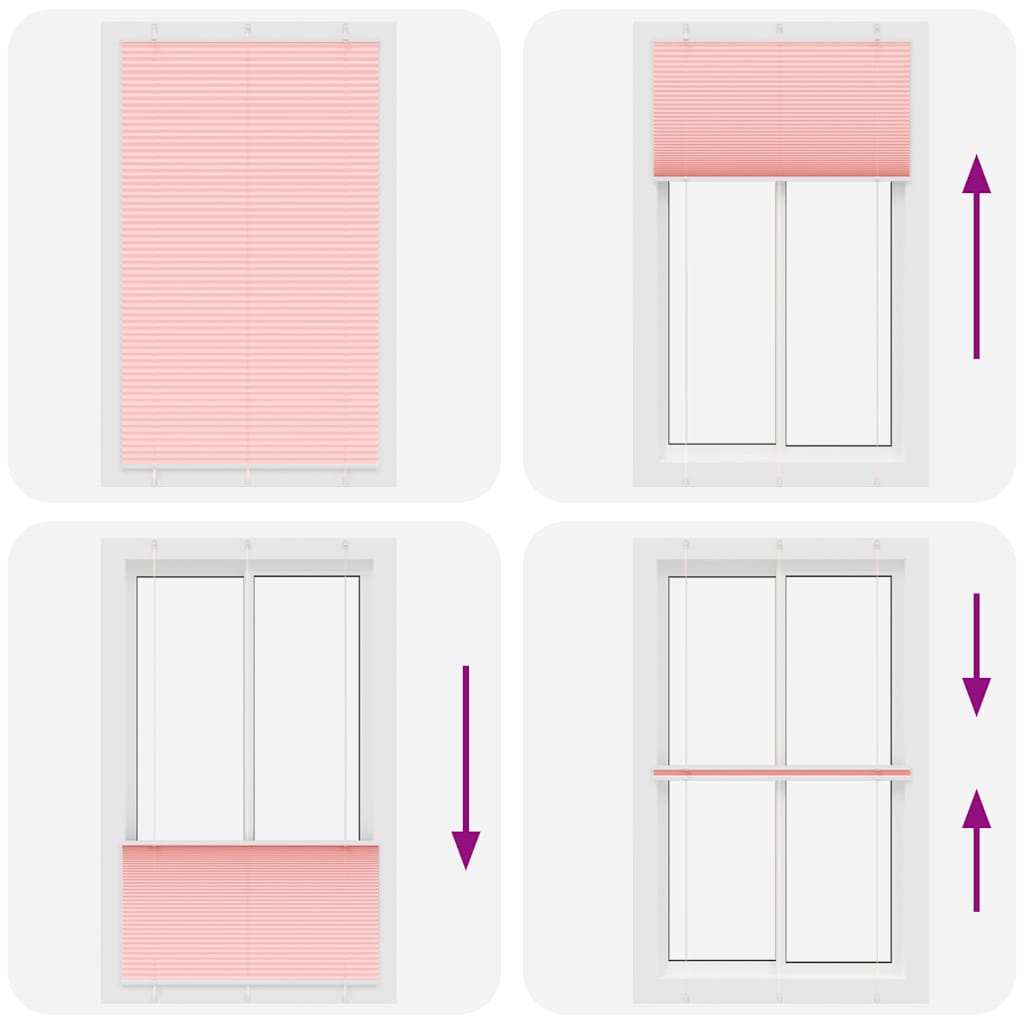 vidaXL Pleated Blind Pink 120x200 cm Fabric Width 119.4 cm Polyester