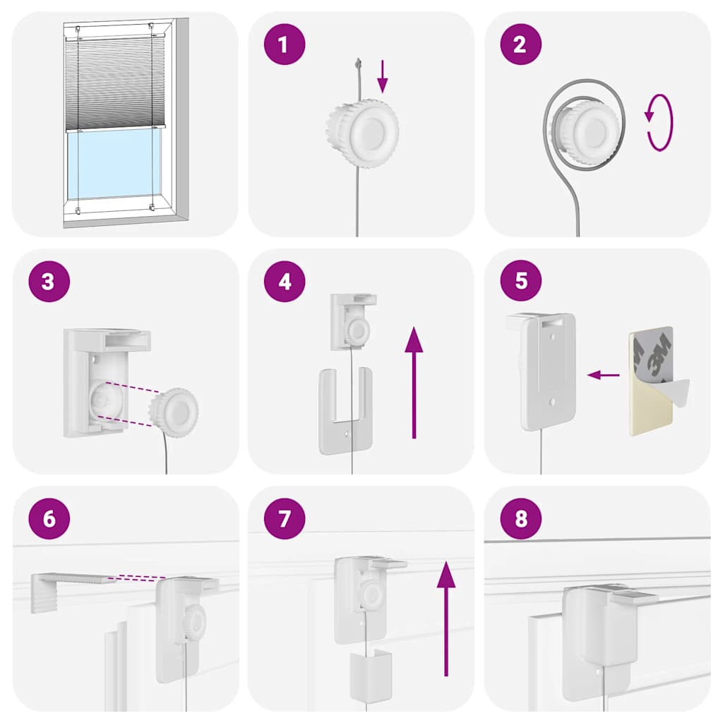 vidaXL Pleated Blind White 55x150 cm Fabric Width 54.4 cm Polyester