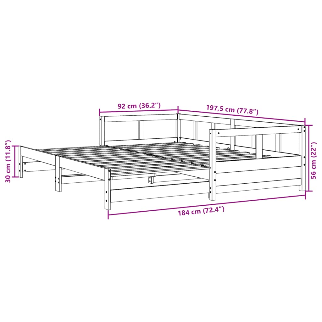 vidaXL Daybed without Mattress Wax Brown 90x190 cm Solid Wood Pine