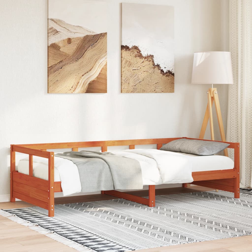 vidaXL Daybed without Mattress Wax Brown 90x200 cm Solid Wood Pine