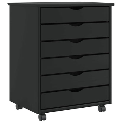 vidaXL Rolling Cabinet with Drawers MOSS Black Solid Wood Pine