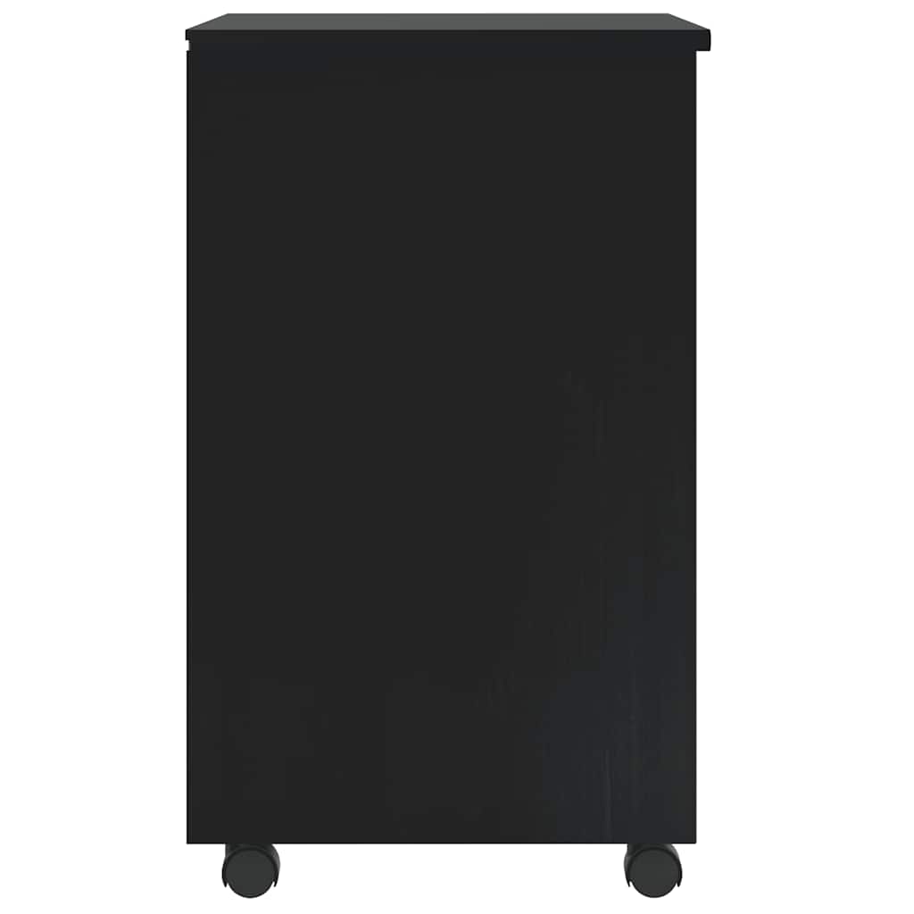 vidaXL Rolling Cabinet with Drawers MOSS Black Solid Wood Pine