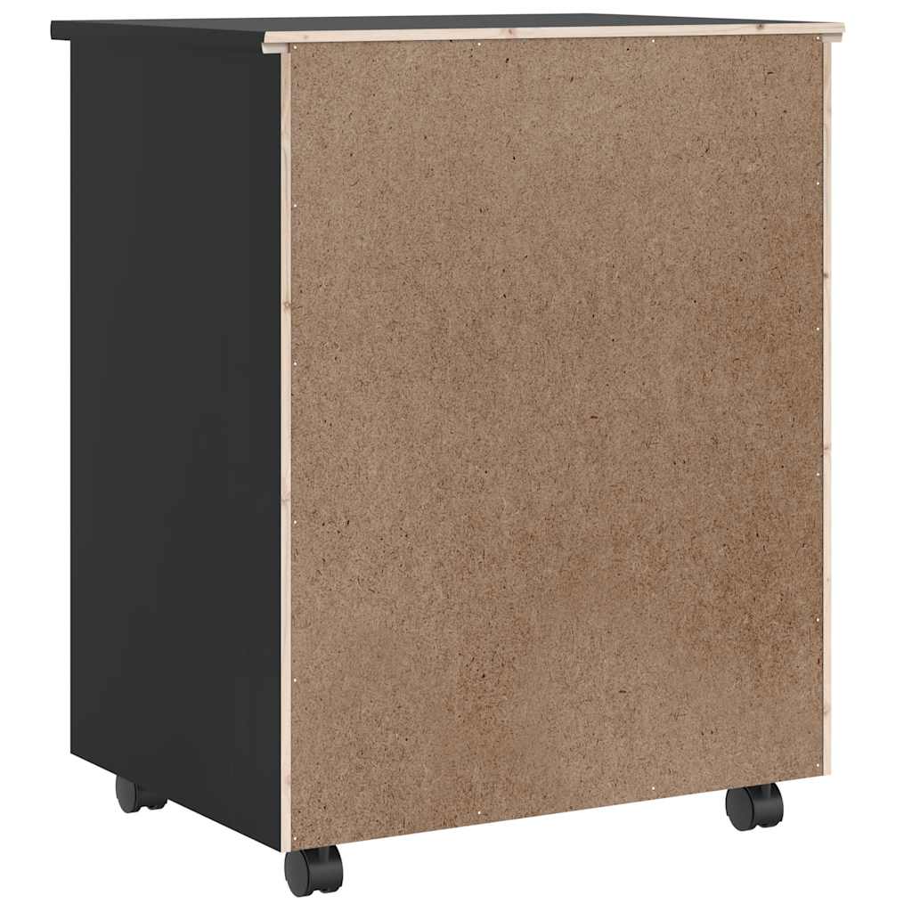 vidaXL Rolling Cabinet with Drawers MOSS Black Solid Wood Pine