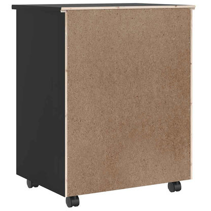 vidaXL Rolling Cabinet with Drawers MOSS Black Solid Wood Pine