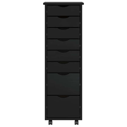 vidaXL Rolling Cabinet with Drawers "MOSS" Black Solid Wood Pine
