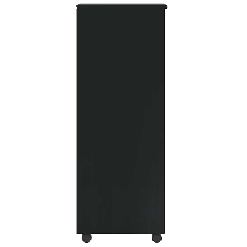 vidaXL Rolling Cabinet with Drawers "MOSS" Black Solid Wood Pine
