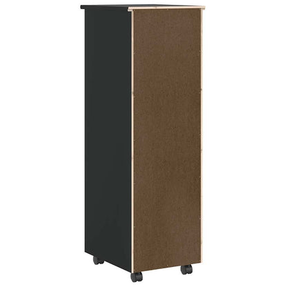 vidaXL Rolling Cabinet with Drawers "MOSS" Black Solid Wood Pine