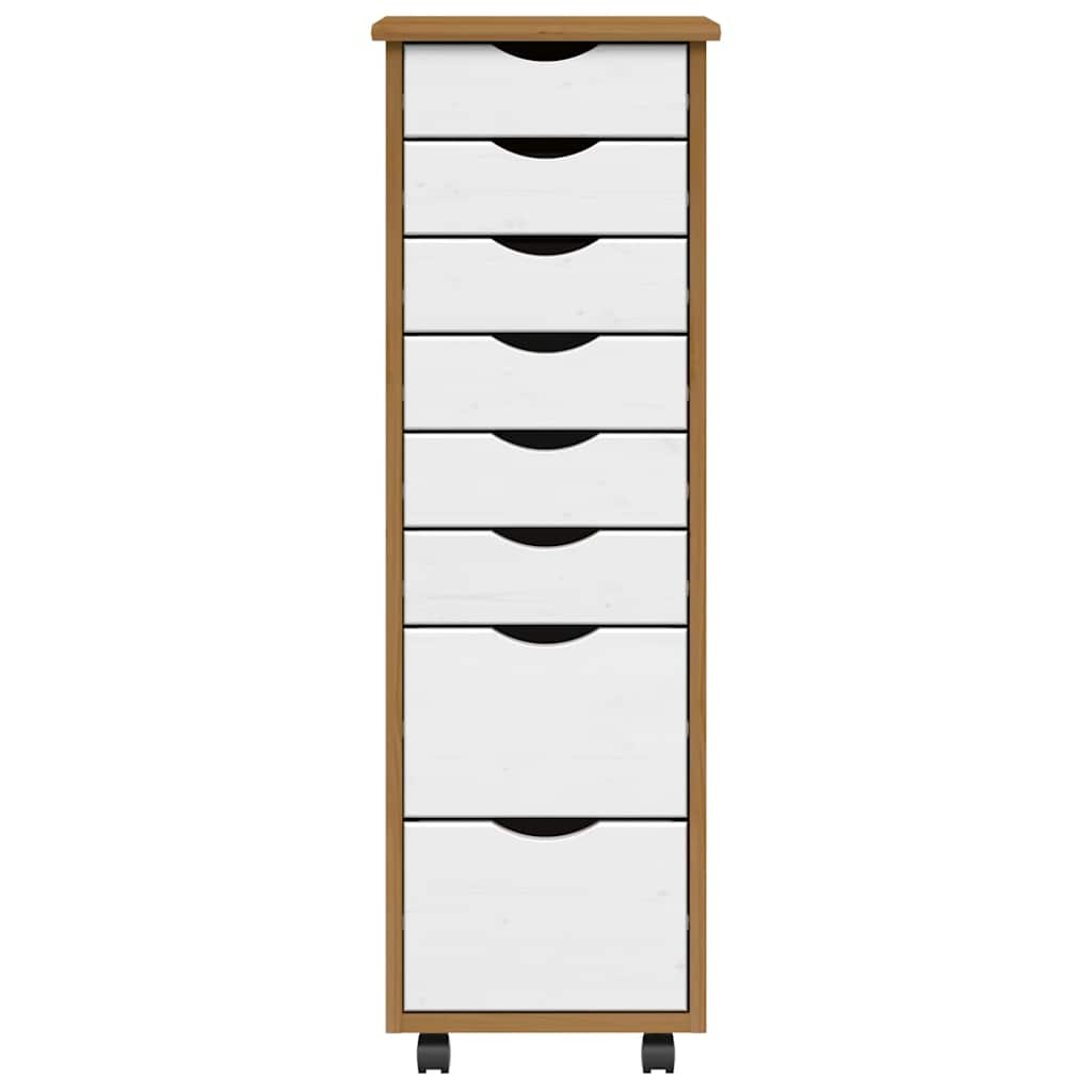 vidaXL Rolling Cabinet with Drawers MOSS Honey Brown Solid Wood Pine