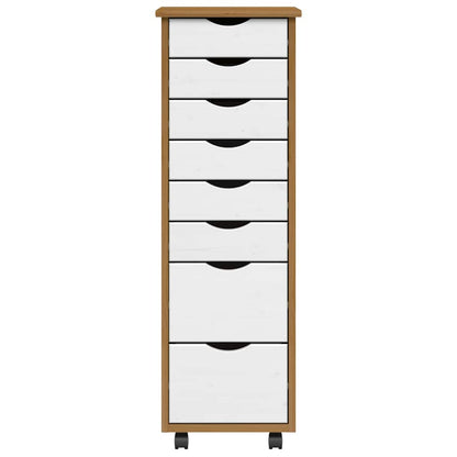 vidaXL Rolling Cabinet with Drawers MOSS Honey Brown Solid Wood Pine