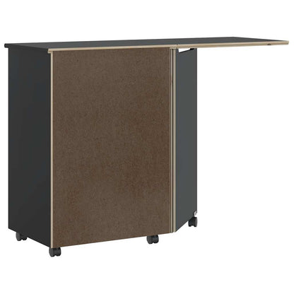 vidaXL Rolling Cabinet with Desk MOSS Black Solid Wood Pine
