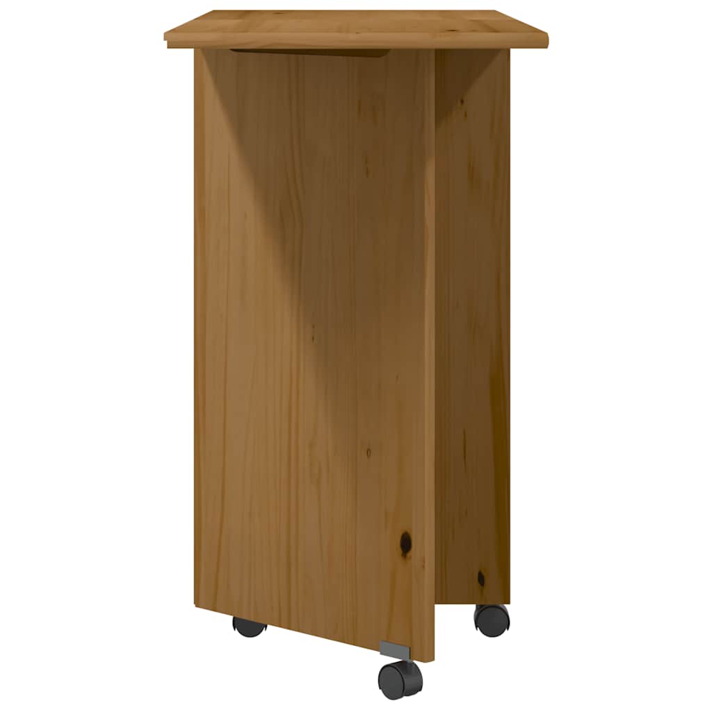 vidaXL Rolling Cabinet with Desk MOSS Honey Brown Solid Wood Pine