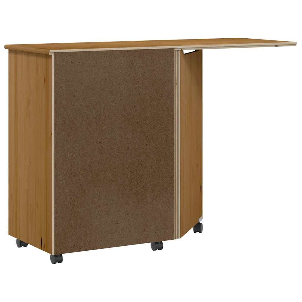 vidaXL Rolling Cabinet with Desk MOSS Honey Brown Solid Wood Pine