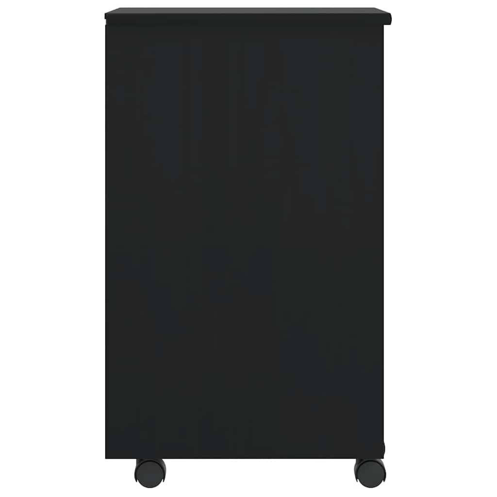 vidaXL Rolling Cabinet with Drawers MOSS Black Solid Wood Pine