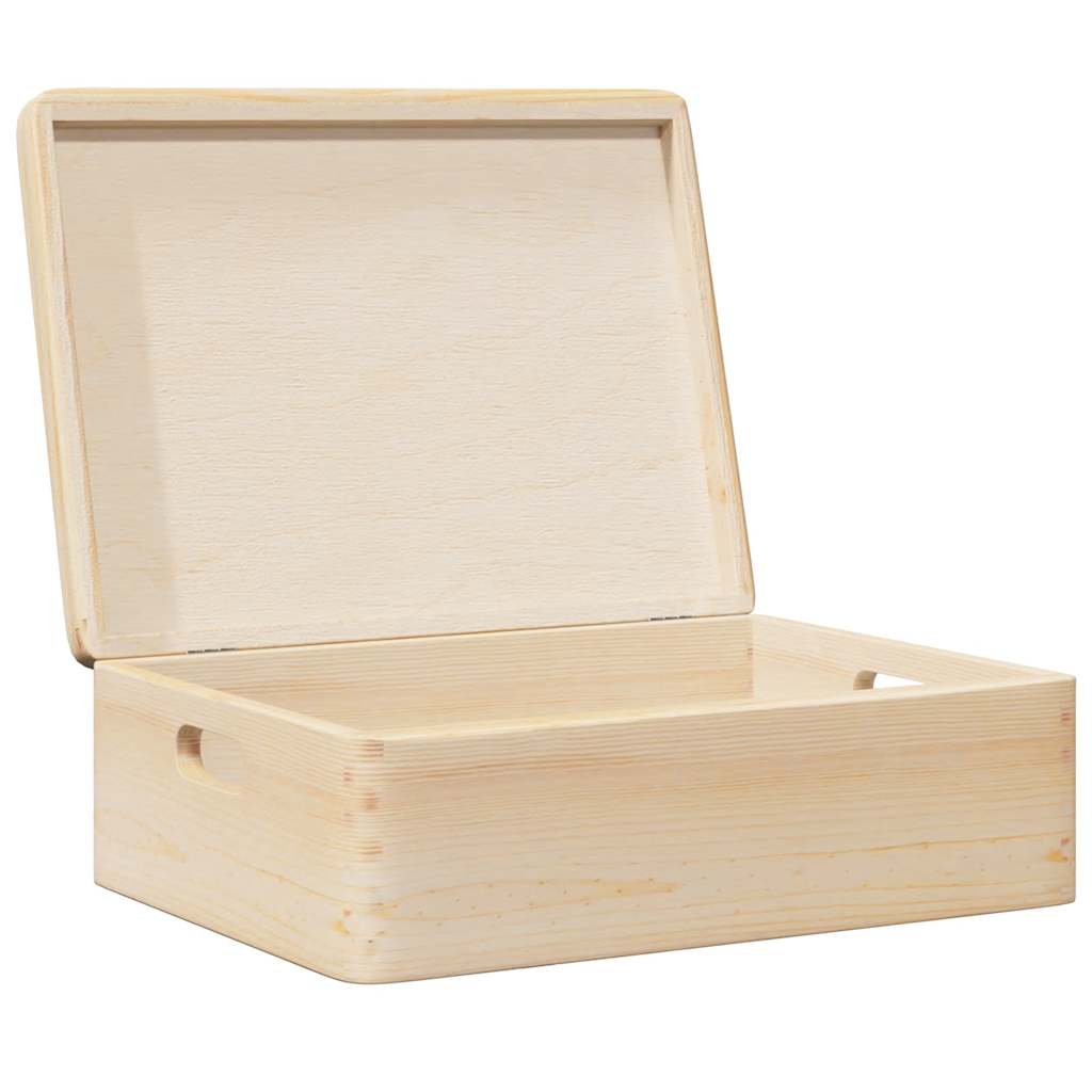 vidaXL Wooden Box with Lid and Handles 40x30x13 cm Solid Wood Pine
