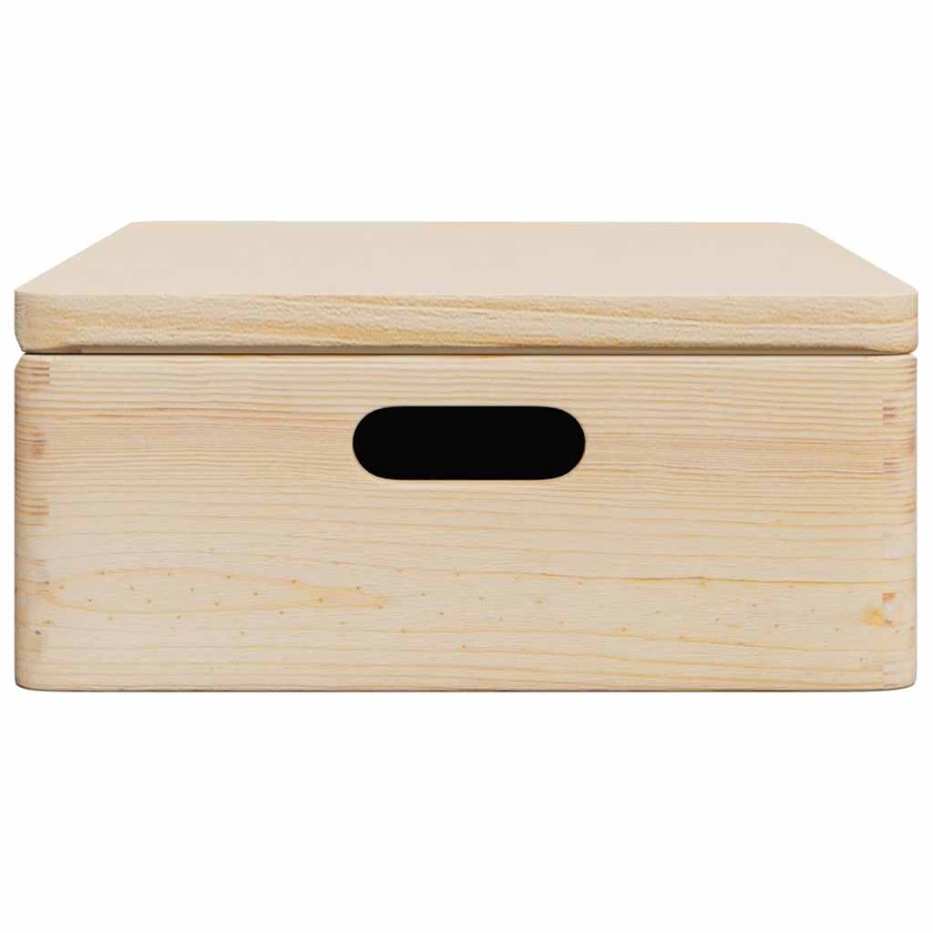 vidaXL Wooden Box with Lid and Handles 40x30x13 cm Solid Wood Pine