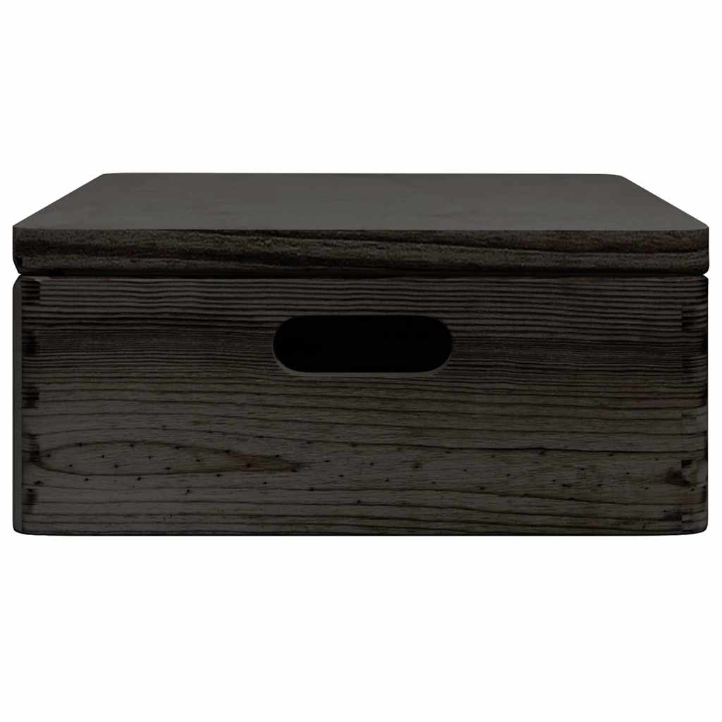 vidaXL Wooden Box with Lid and Handles Black 40x30x13cm Solid Wood Pine