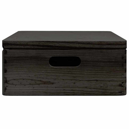 vidaXL Wooden Box with Lid and Handles Black 40x30x13cm Solid Wood Pine