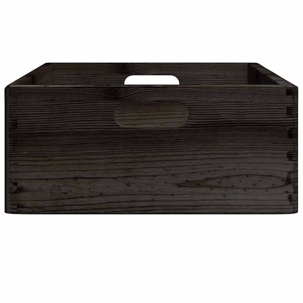 vidaXL Wooden Box with Handles Black 40x30x13 cm Solid Wood Pine