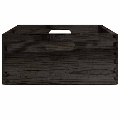vidaXL Wooden Box with Handles Black 40x30x13 cm Solid Wood Pine