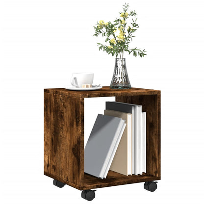 vidaXL Rolling Cabinet Smoked Oak 37x33x42,5 cm Engineered Wood
