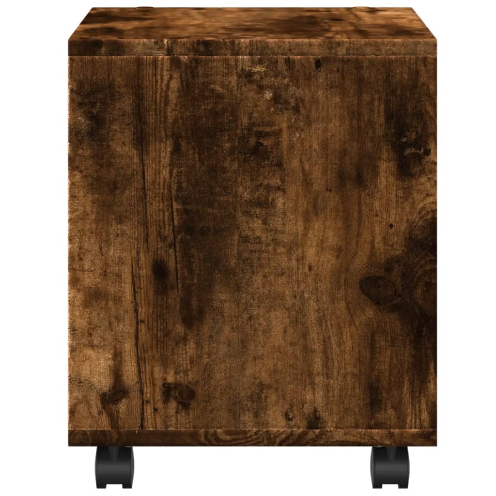 vidaXL Rolling Cabinet Smoked Oak 37x33x42,5 cm Engineered Wood