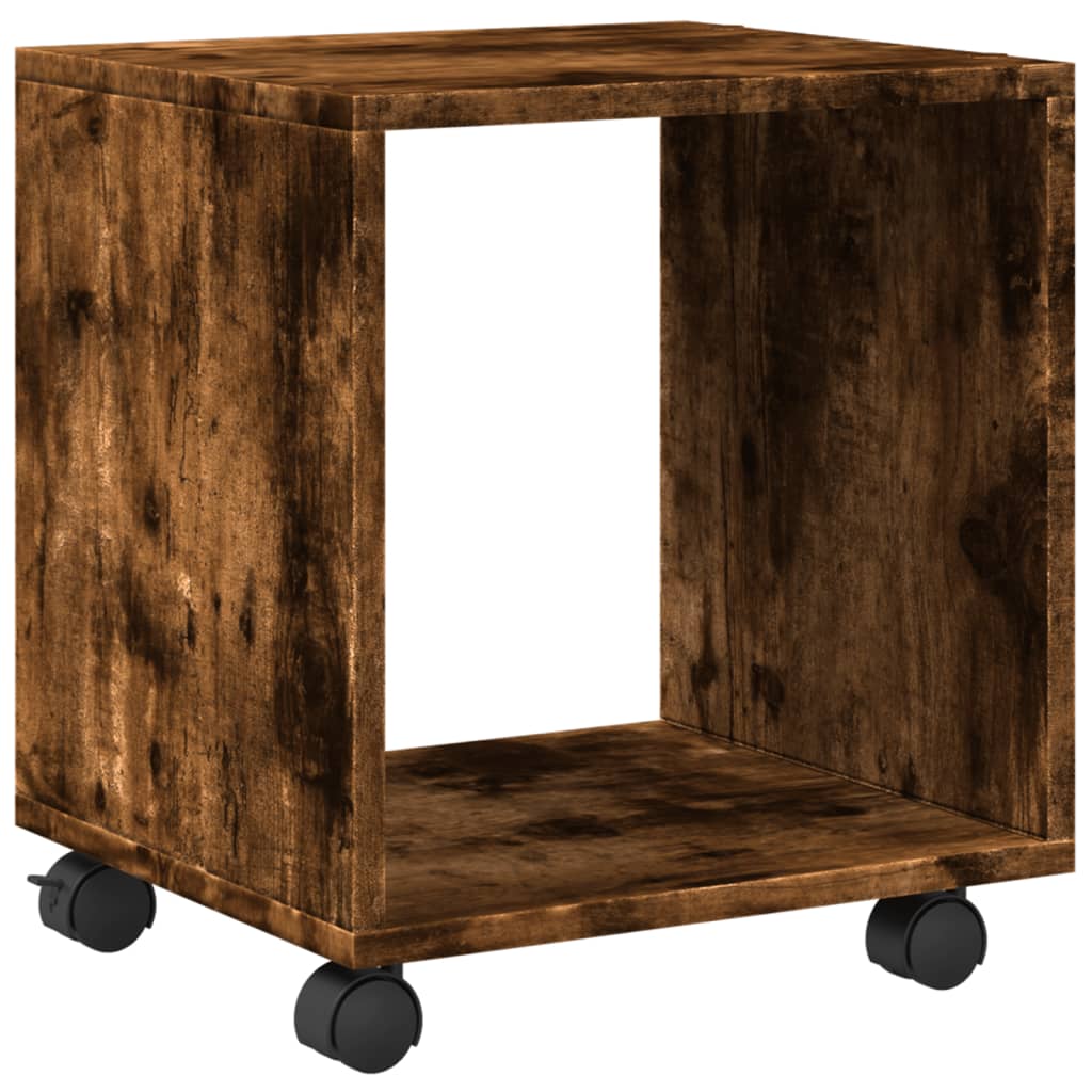 vidaXL Rolling Cabinet Smoked Oak 37x33x42,5 cm Engineered Wood