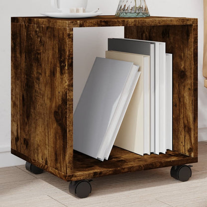 vidaXL Rolling Cabinet Smoked Oak 37x33x42,5 cm Engineered Wood