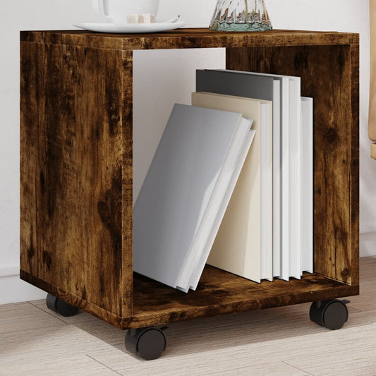 vidaXL Rolling Cabinet Smoked Oak 37x33x42,5 cm Engineered Wood