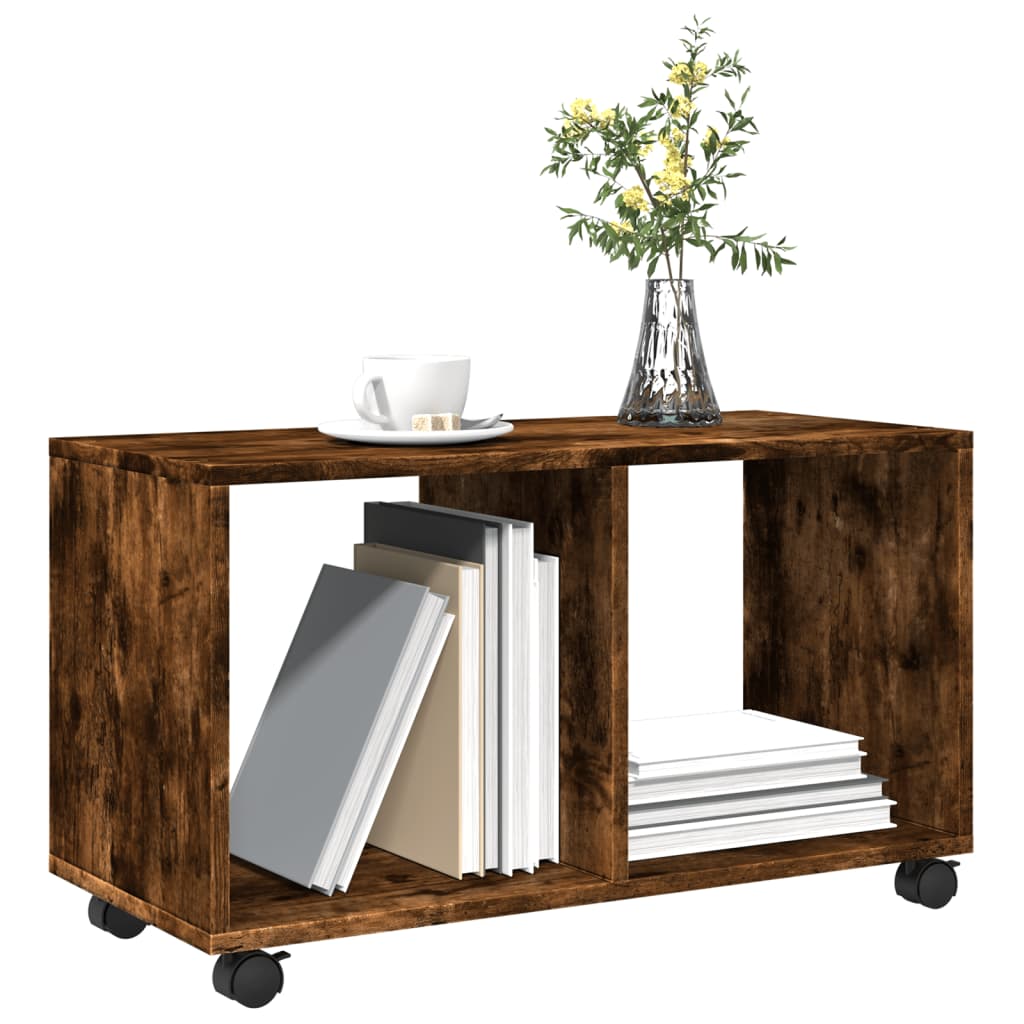 vidaXL Rolling Cabinet Smoked Oak 72x33x42,5 cm Engineered Wood