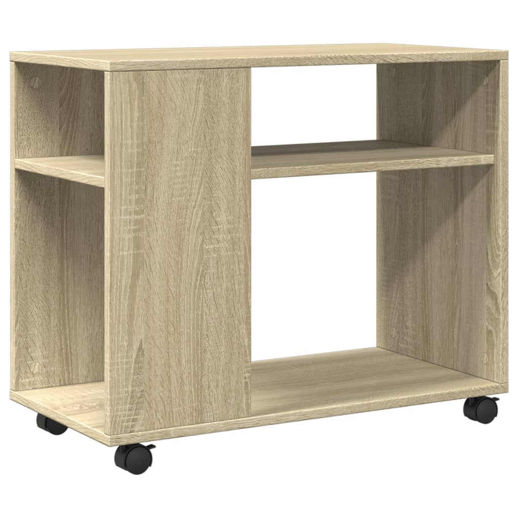 vidaXL Side Table with Wheels Sonoma Oak 70x35x60 cm Engineered Wood